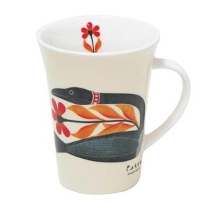 Floral Passage Flower Bird Porcelain Mug Signed by Inuit Artist Kenojuak Ashevak